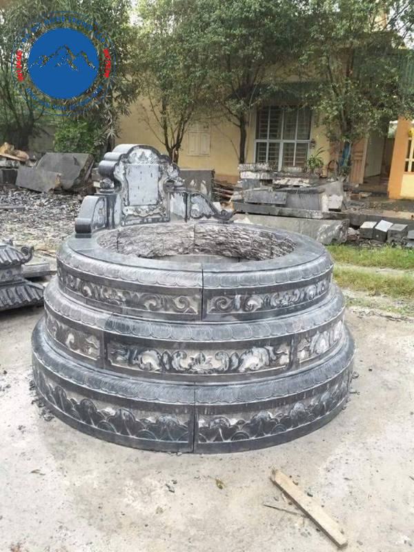 Mộ đá tròn chế tác từ đá xanh rêu cao cấp Hà Nam
