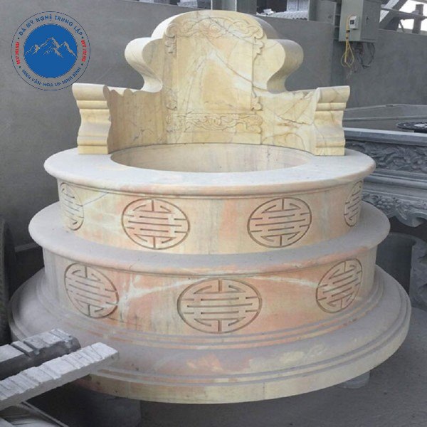 Mộ đá tròn tam cấp thiết kế đơn giản nhưng sang trọng