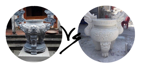 Nên mua lư hương đá trắng hay lư hương đá xanh?