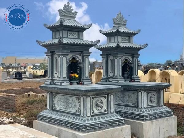 Thi công lăng mộ đá hai mái chuẩn phong thủy tài lộc