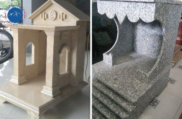 Thiết kế bàn thờ đá hoa cương trắng vân mây thanh khiết