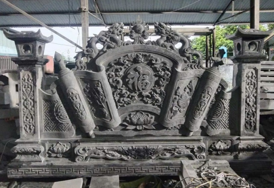Thiết kế cuốn thư đá đẹp, tạo điểm nhấn cho lăng mộ
