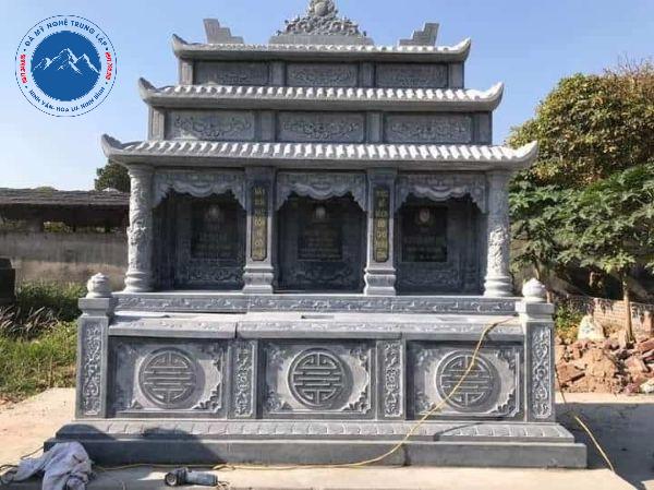 Thiết kế mộ ba tầng mái chạm khắc hoa văn tứ quý