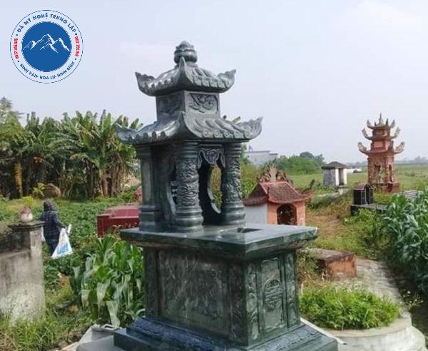 Thiết kế mộ hai mái có cột trụ tròn điêu khắc tinh xảo
